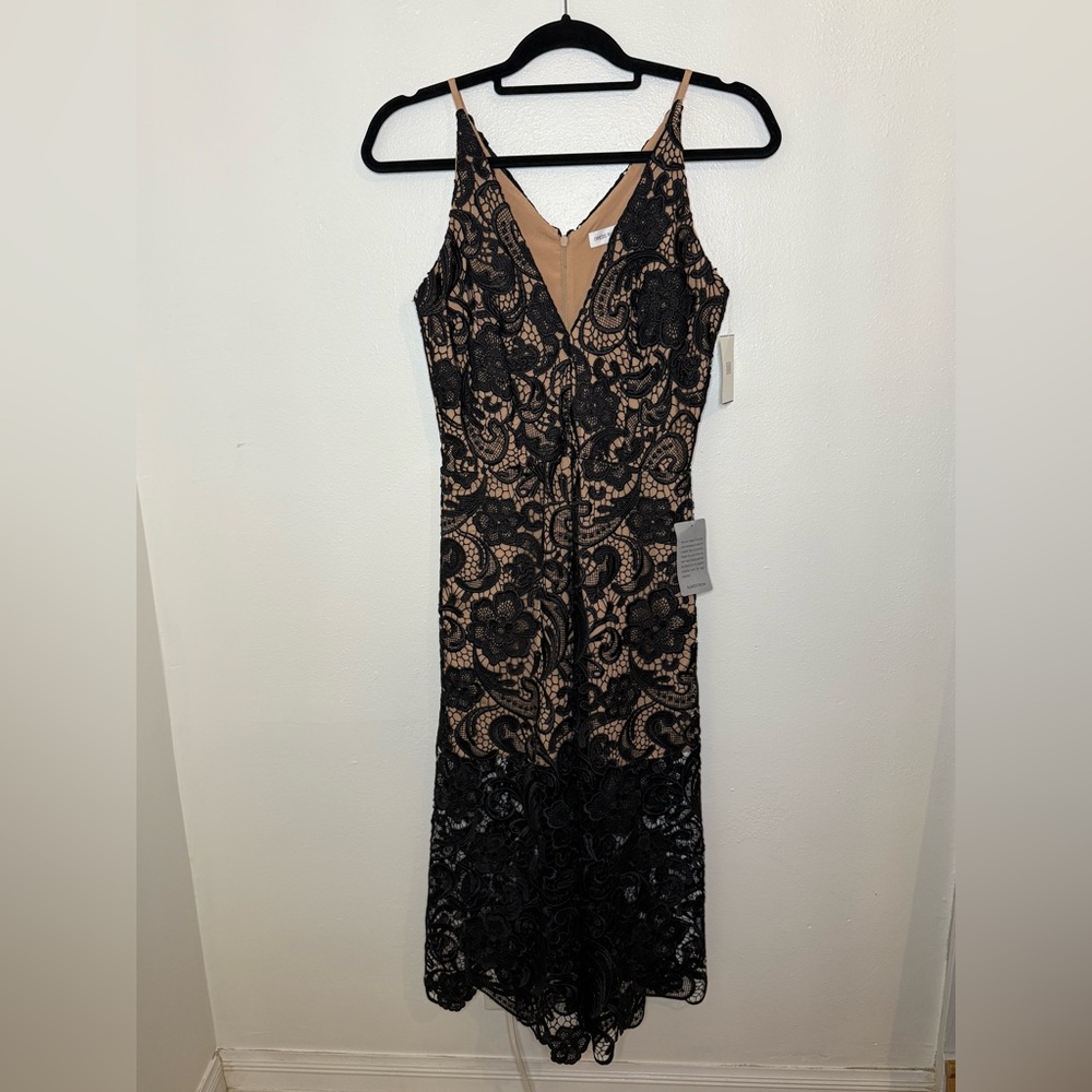 Dress the Population Black and Tan Jumpsuit